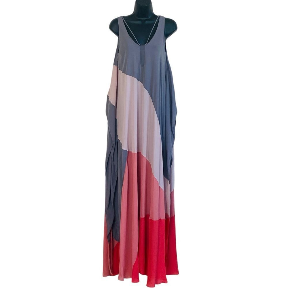 Halston Heritage Resort 2015 Runway Draped Colorblock Maxi Dress Sz XS - Picture 2 of 16